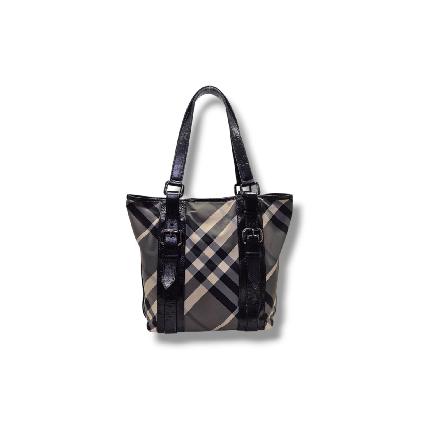 Burberry Victoria Nylon Beat Check Document Bag Gunmetal Hw (Black)
