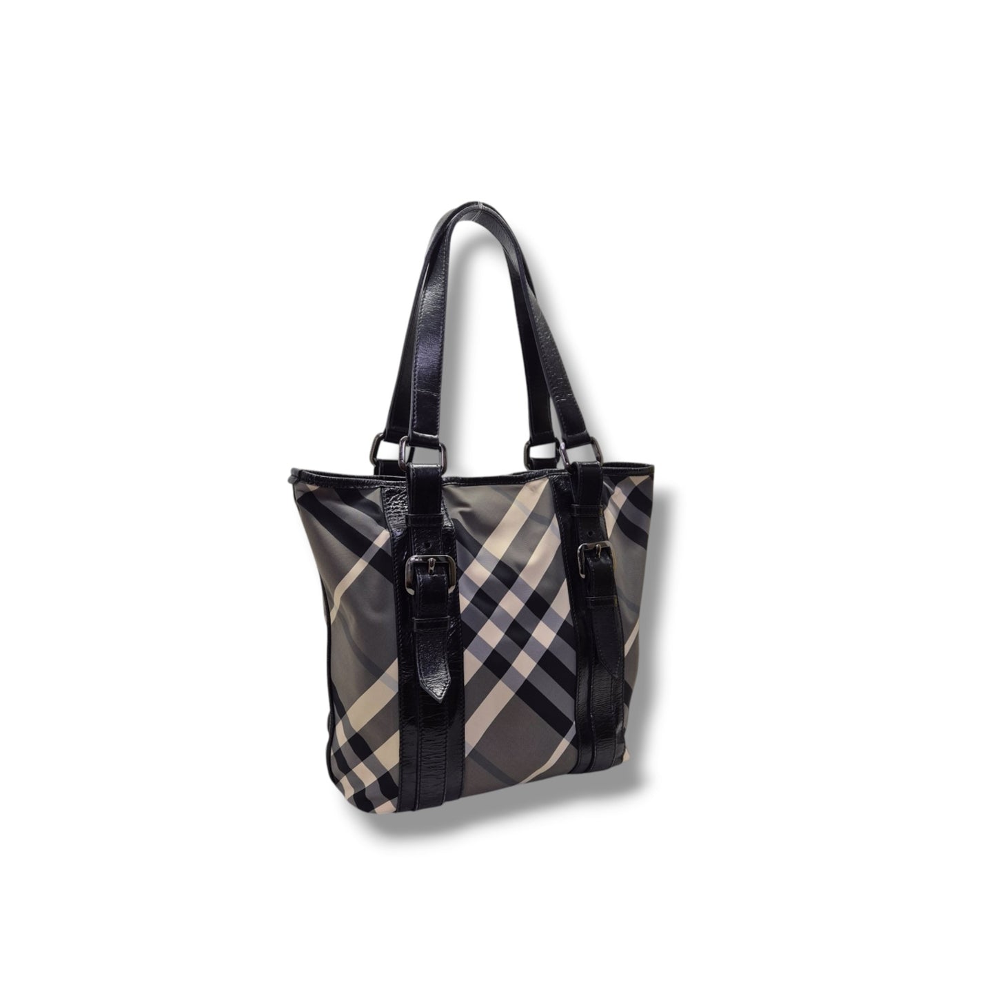 Burberry Victoria Nylon Beat Check Document Bag Gunmetal Hw (Black)