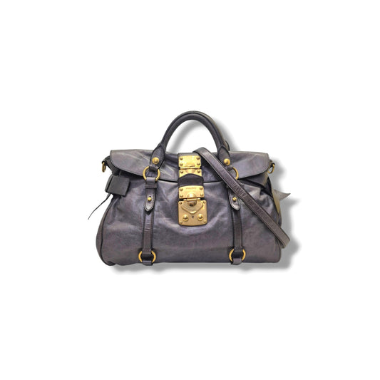 Miu Miu Vitello Lux Side Bow Leather Tote Ghw (Grey)