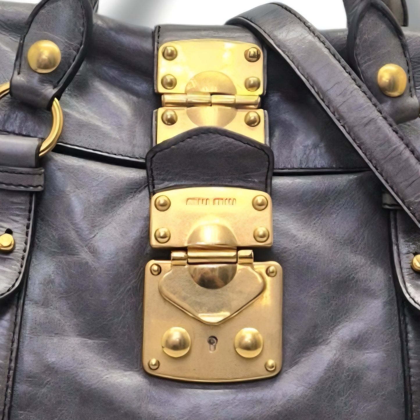 Miu Miu Vitello Lux Side Bow Leather Tote Ghw (Grey)