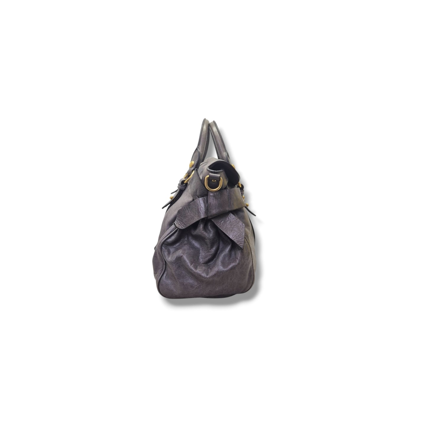 Miu Miu Vitello Lux Side Bow Leather Tote Ghw (Grey)