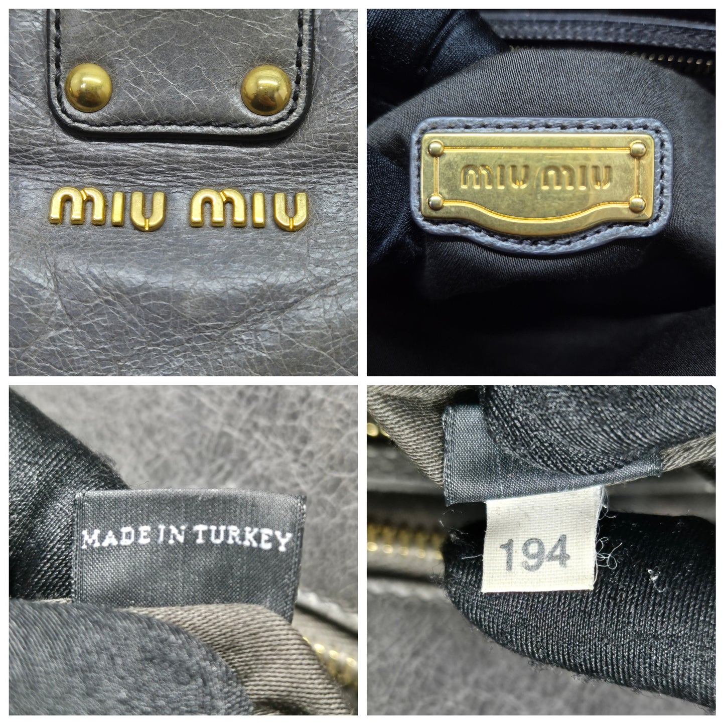 Miu Miu Vitello Lux Side Bow Leather Tote Ghw (Grey)