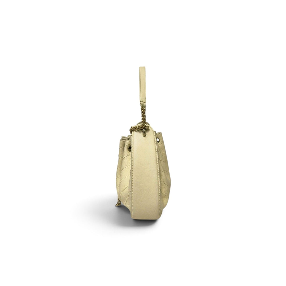 Chanel Chevron Grained Calfskin Drawstring Bucket Bag Ghw (Light Yellow)