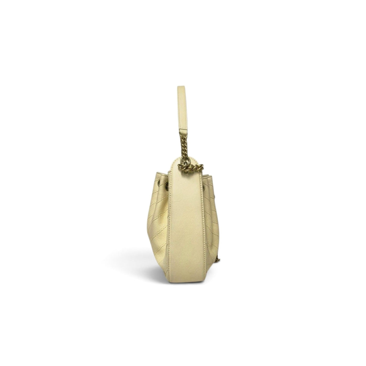 Chanel Chevron Grained Calfskin Drawstring Bucket Bag Ghw (Light Yellow)