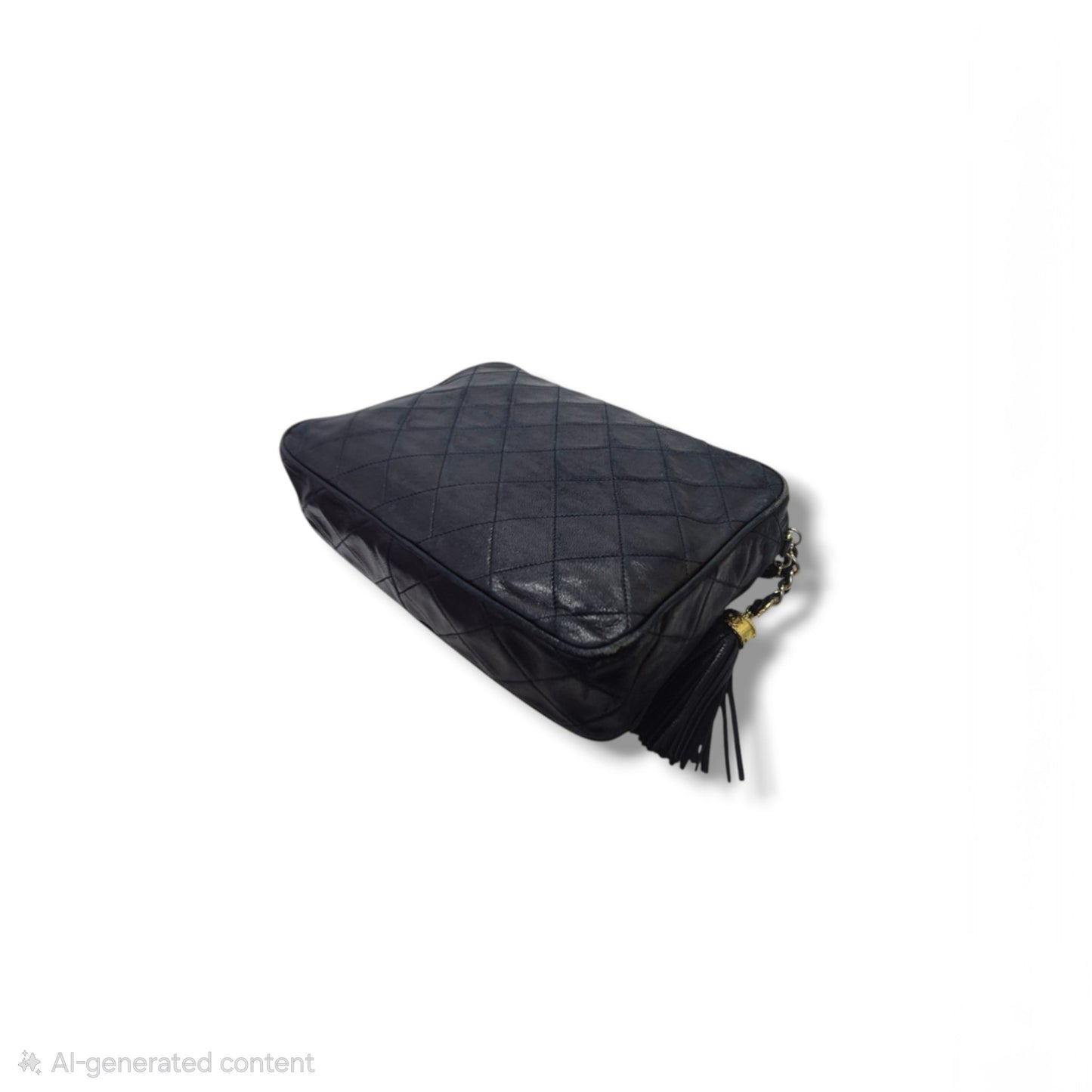 Chanel Vintage Camera Bag With Tassle Lambskin Ghw (Black)