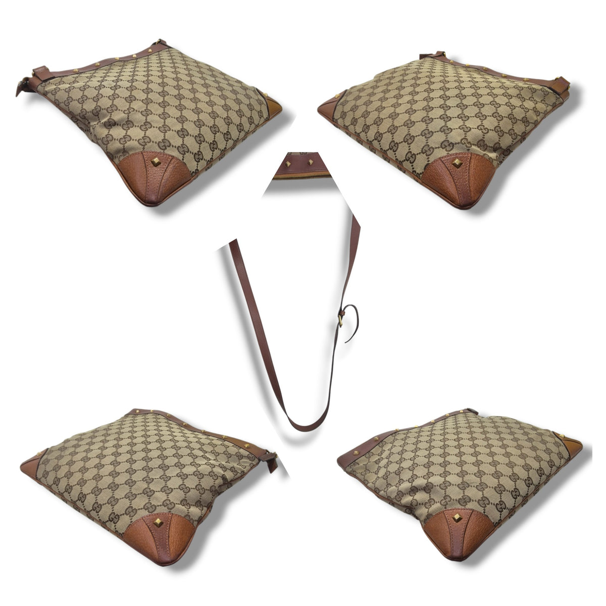 Gucci GG Canvas Stud Crossbody Ghw (Beige/Brown)