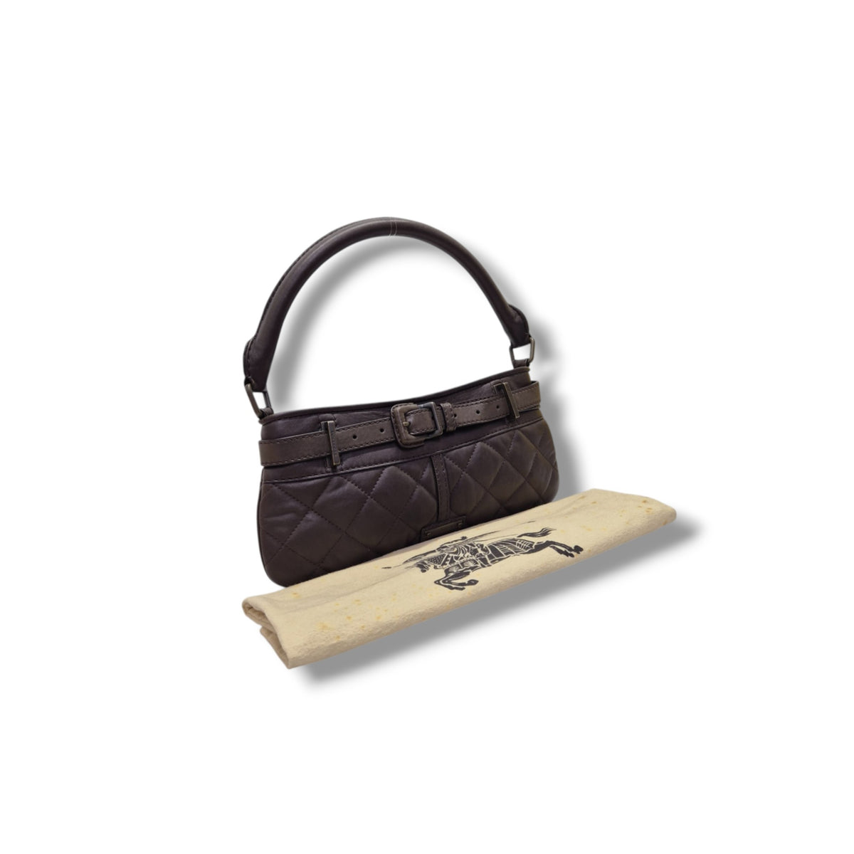 Burberry Trench Quilted Leather Enmore Shoulder Bag Bronze Hw (Brown)