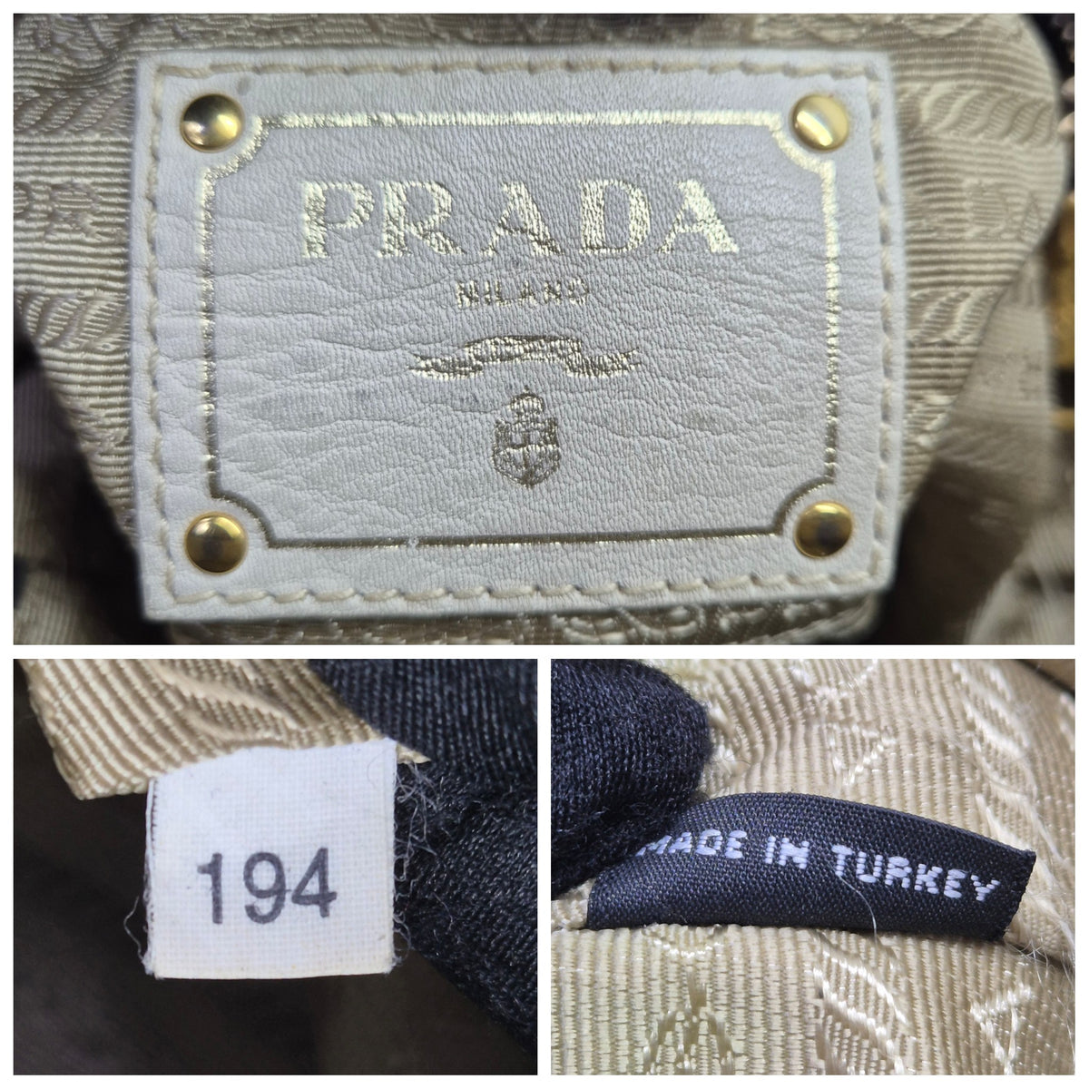 Prada Logo Jacquard Canvas Hobo Bag Ghw (Beige)