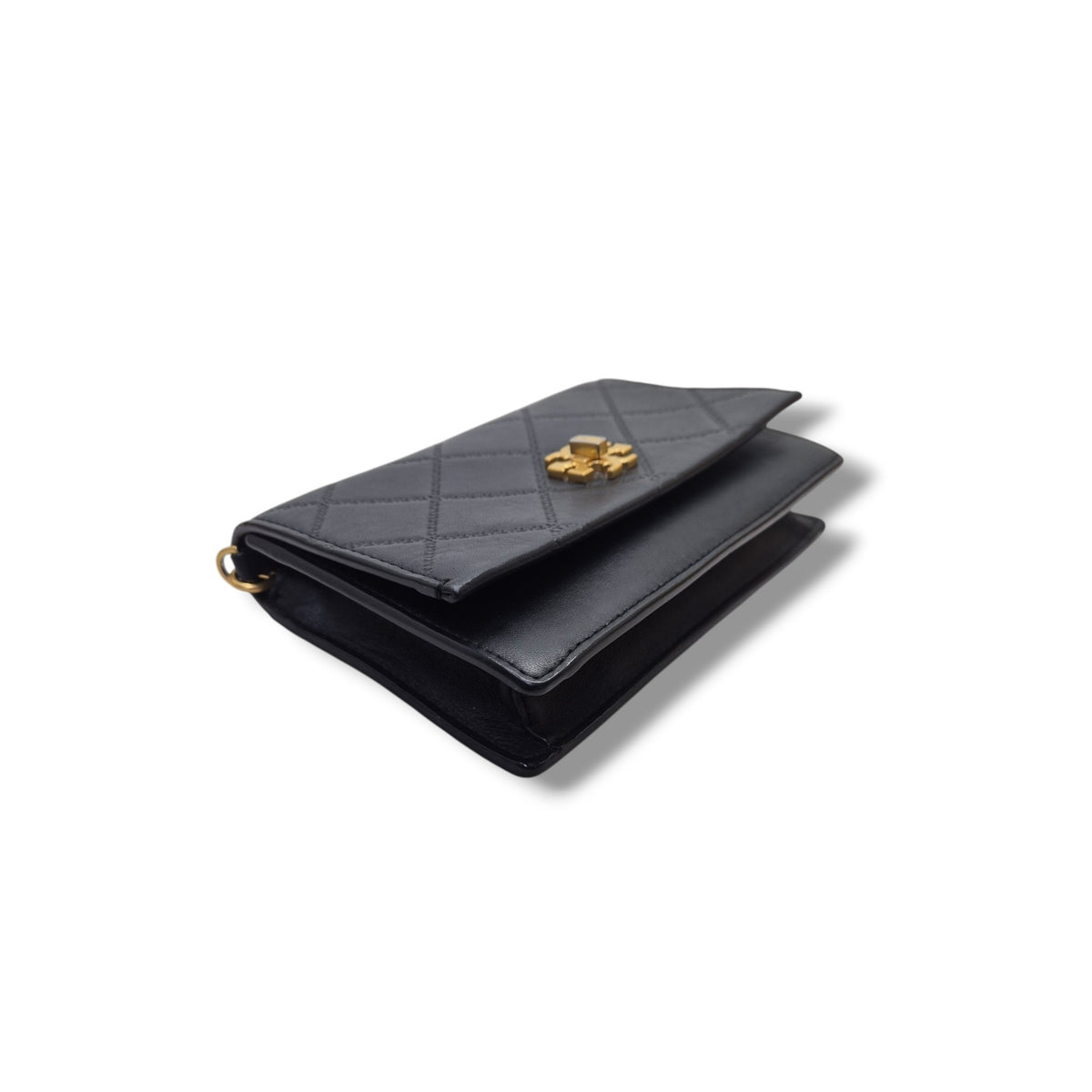 Tory Burch Georgia Leather Clutch With Strap Ghw (Black)