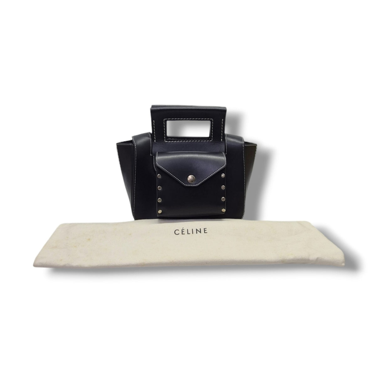 Celine Small Square Leather Bag Shw (Black)