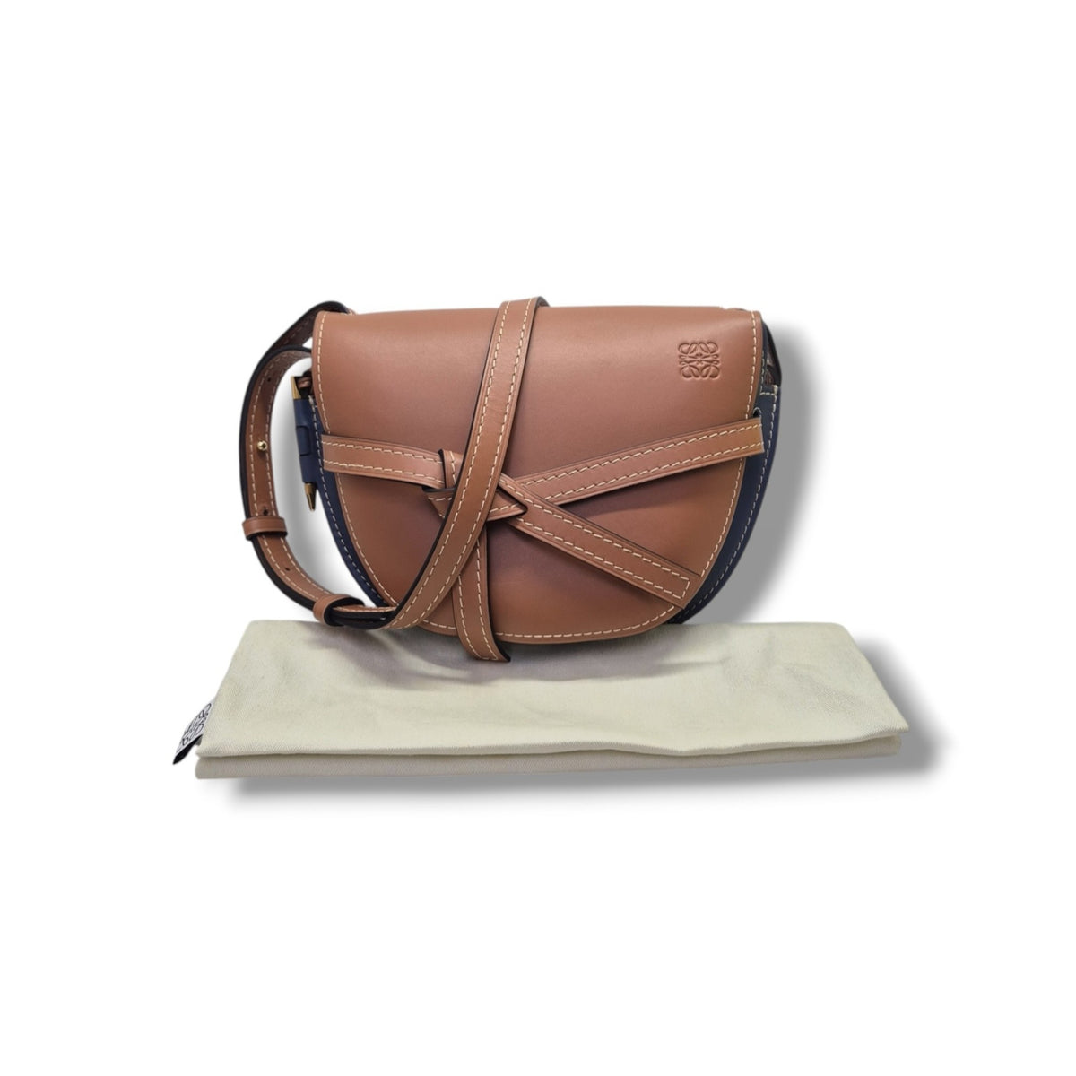 Loewe Gate Bag Leather Small Ghw (Brown/Blue)