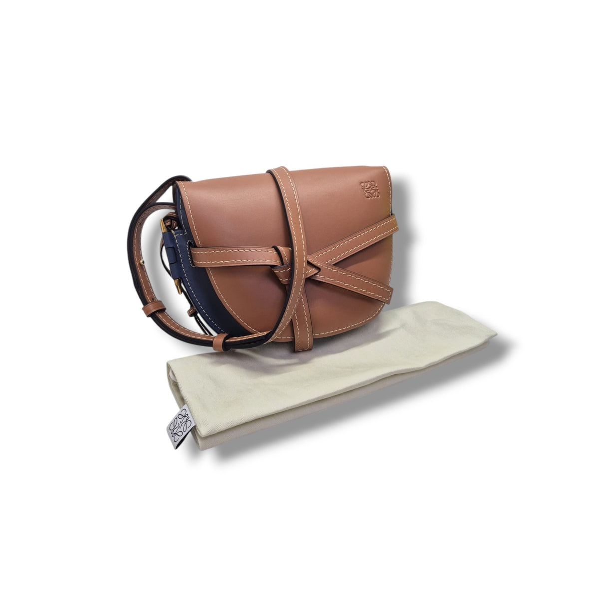 Loewe Gate Bag Leather Small Ghw (Brown/Blue)