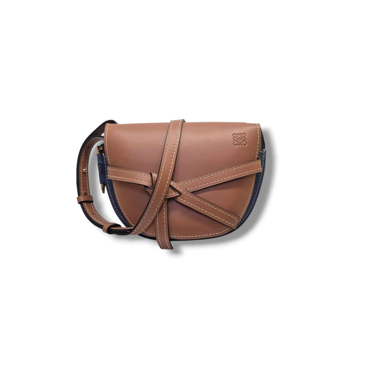 Loewe Gate Bag Leather Small Ghw (Brown/Blue)