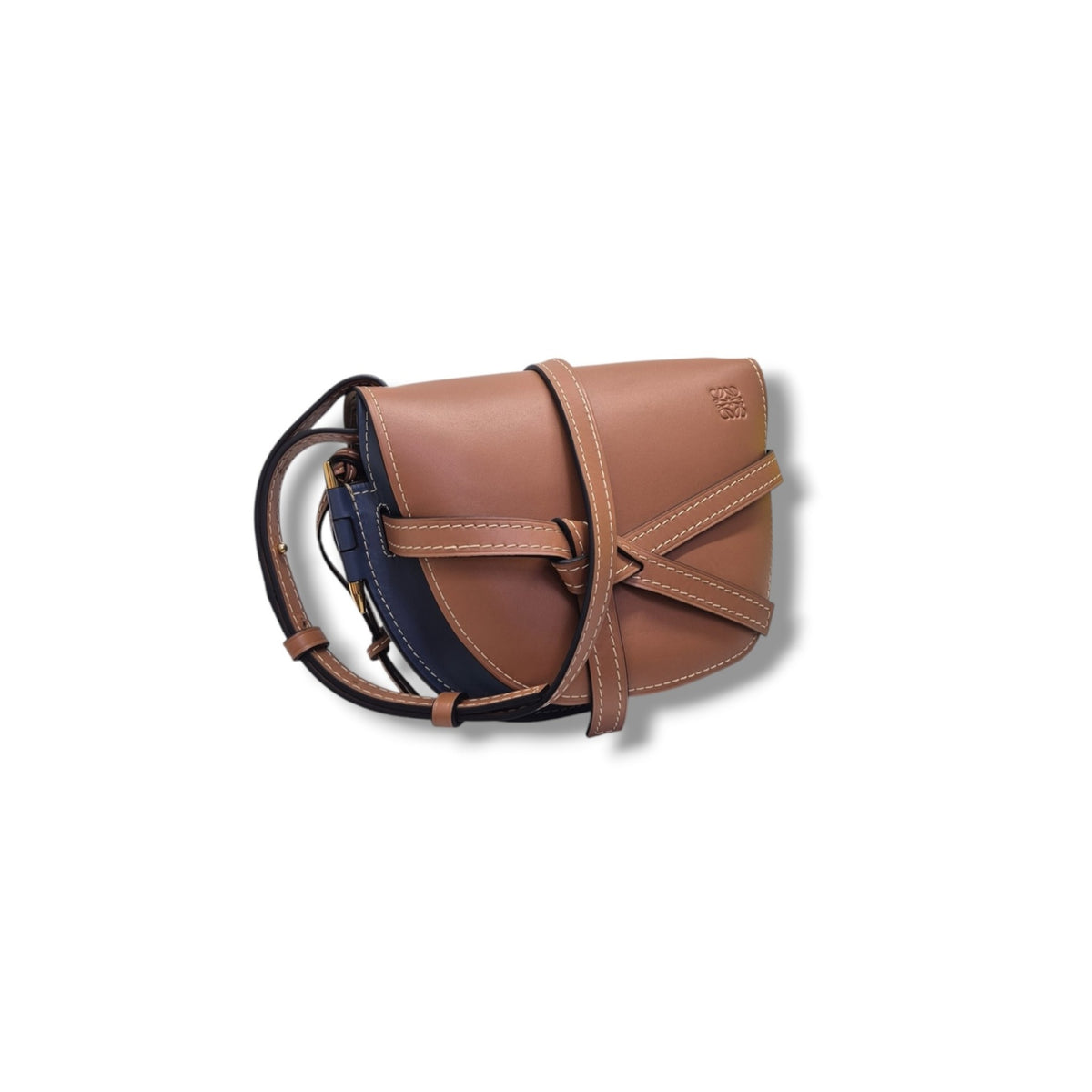 Loewe Gate Bag Leather Small Ghw (Brown/Blue)