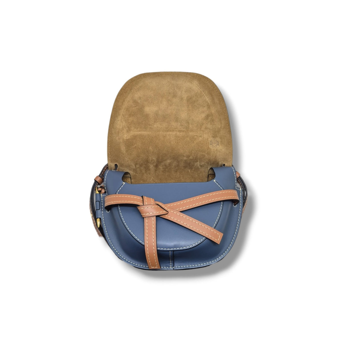 Loewe Gate Bag Leather Small Ghw (Brown/Blue)