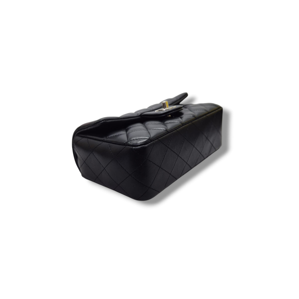 Chanel Mini Rectangular Flap Lambskin Shw (Black)