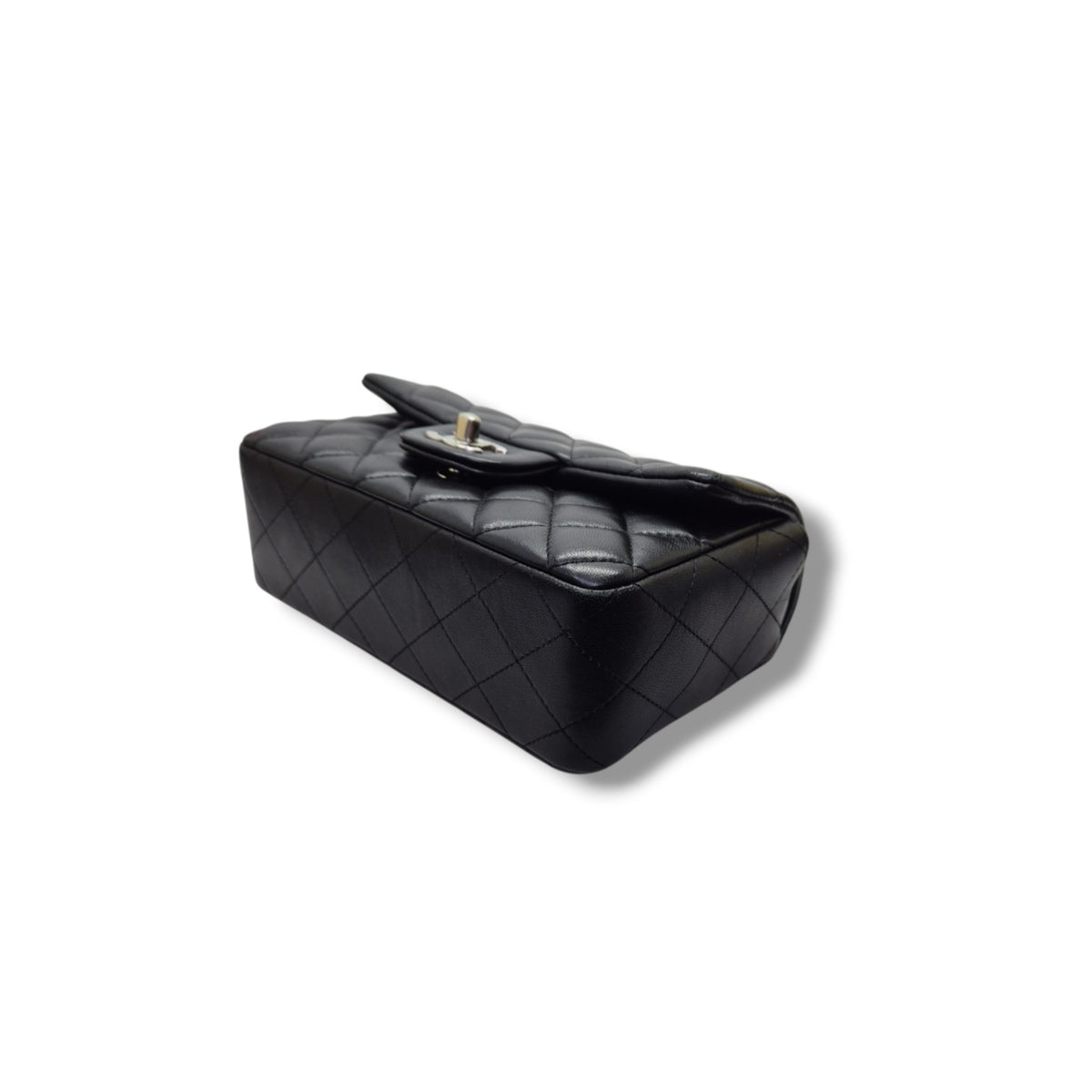 Chanel Mini Rectangular Flap Lambskin Shw (Black)