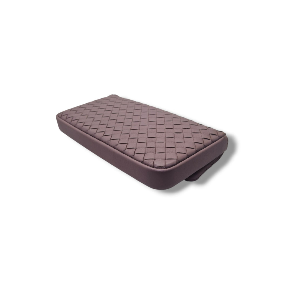Bottega Intrecciato Nappa Leather Turnlock Clutch Gunmetal Hw (Purple)