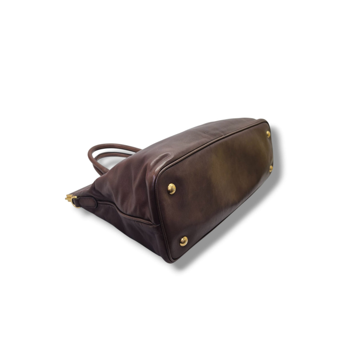 Prada Rubino Soft Calf Hinge Frame Tote bag Ghw (Brown)