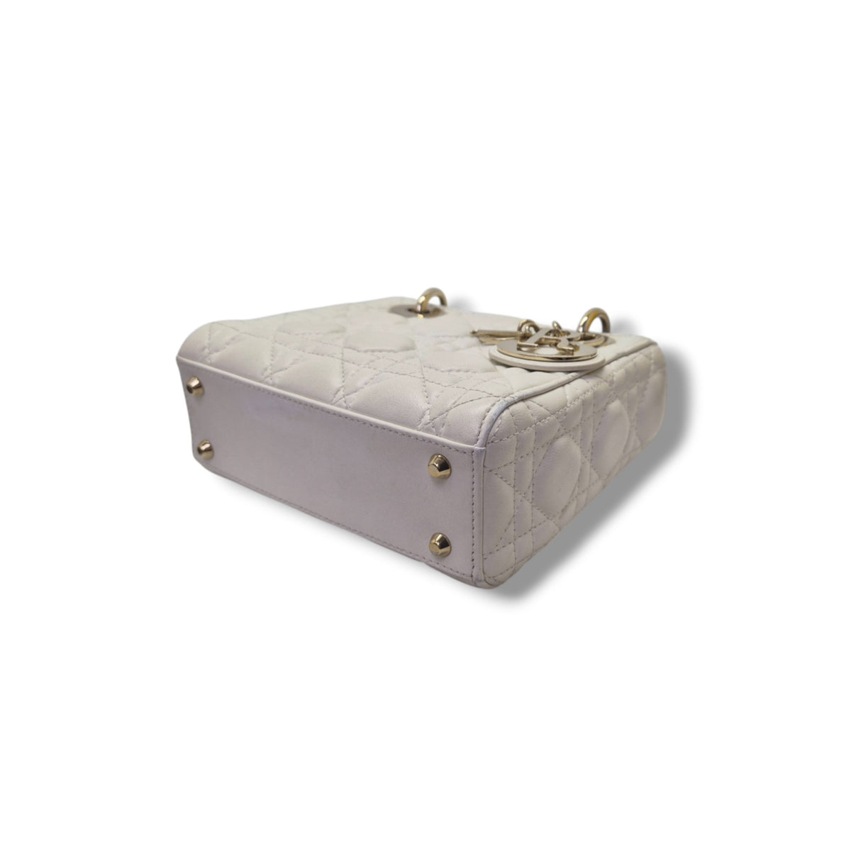 Christian Dior Lady Dior Mini Cannage Lambskin Ghw (Latte)
