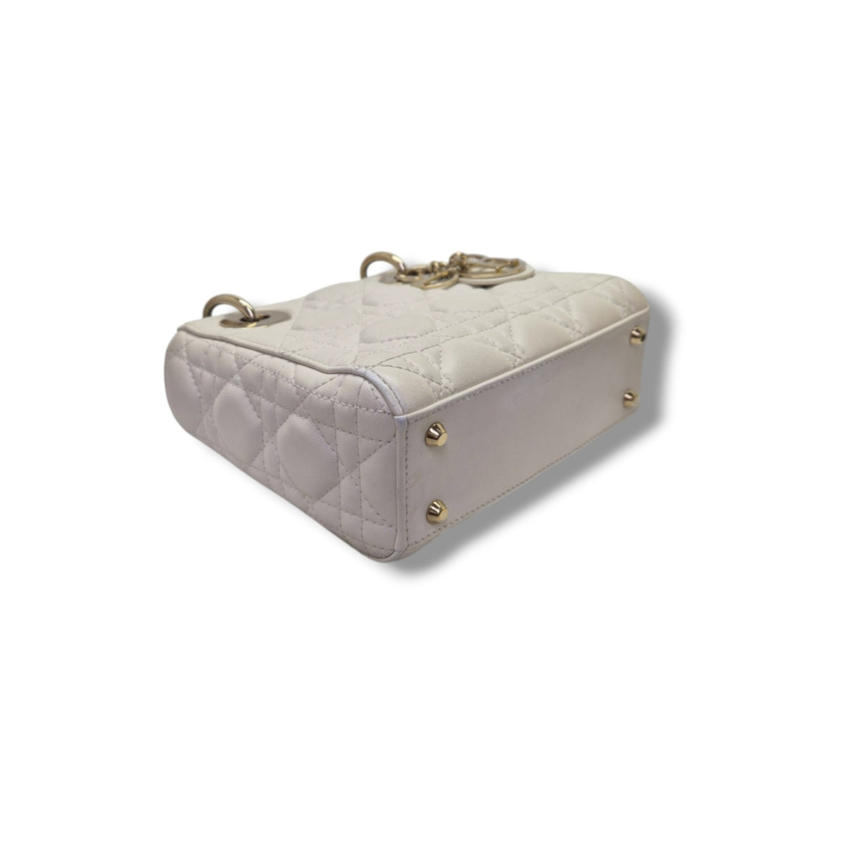 Christian Dior Lady Dior Mini Cannage Lambskin Ghw (Latte)
