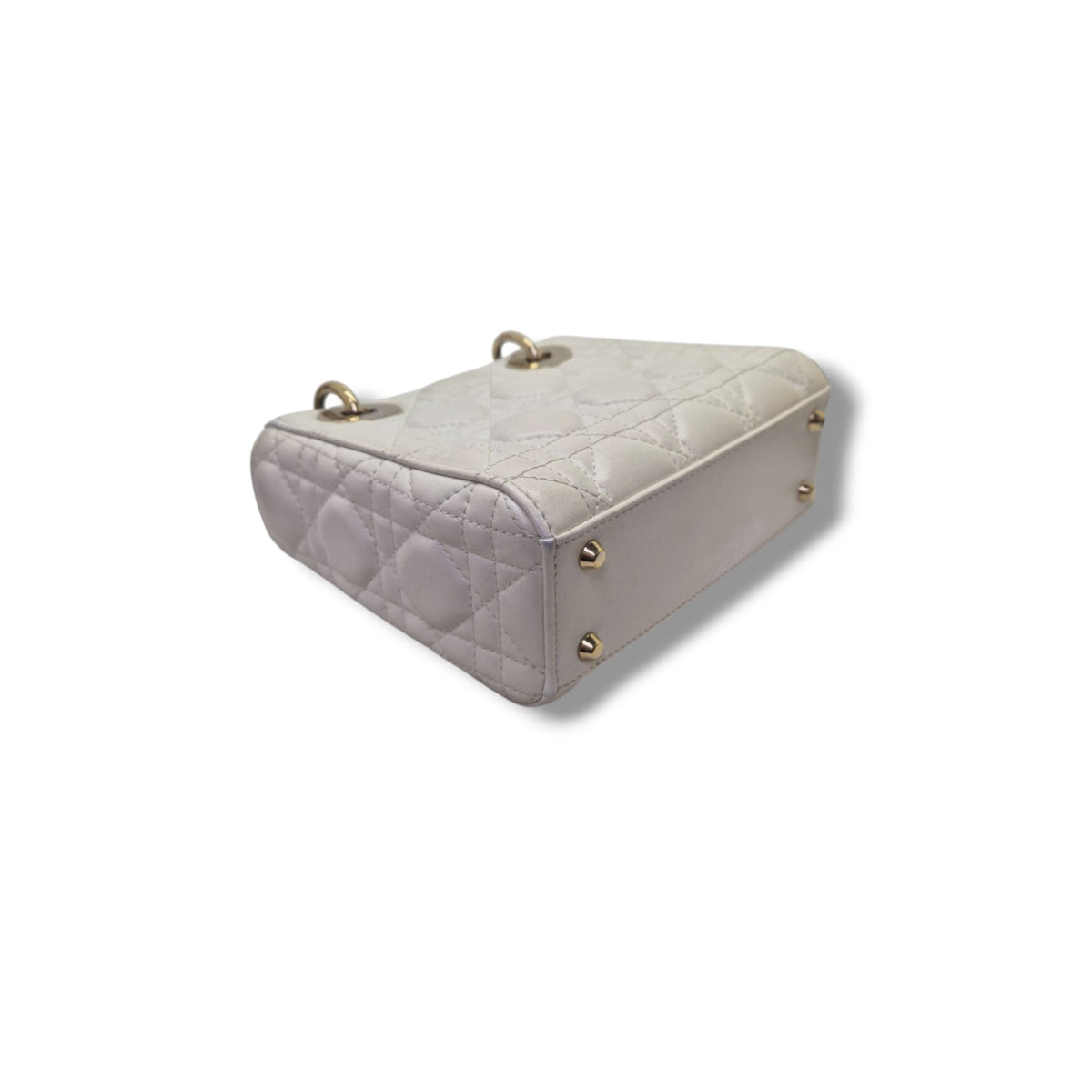 Christian Dior Lady Dior Mini Cannage Lambskin Ghw (Latte)