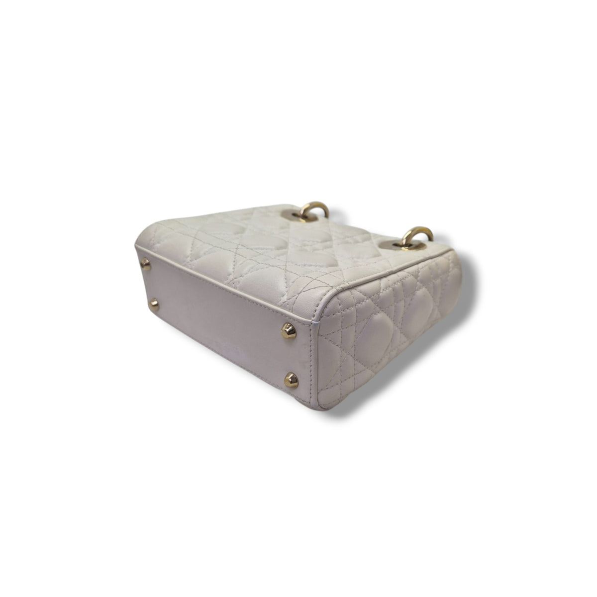 Christian Dior Lady Dior Mini Cannage Lambskin Ghw (Latte)