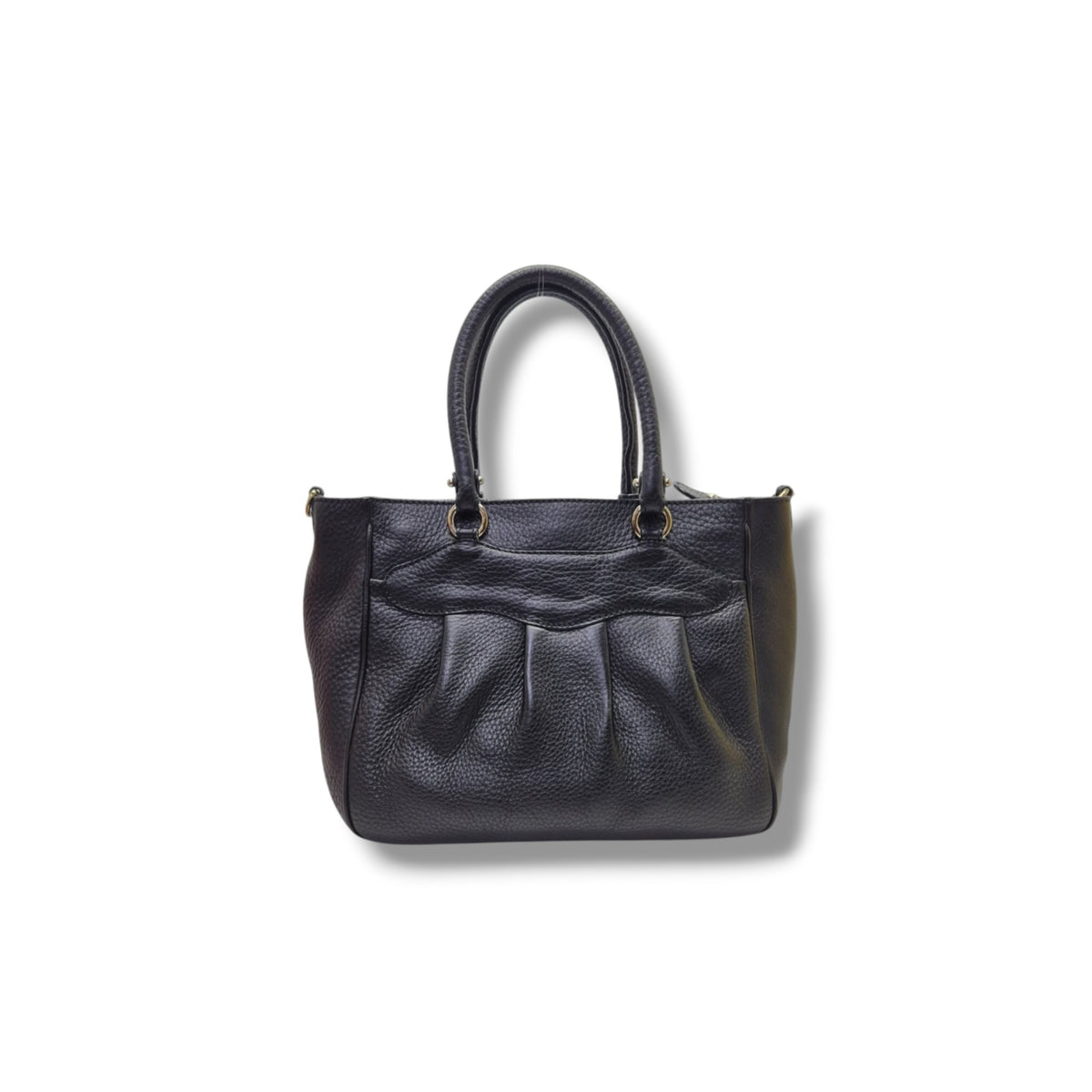 Salvatore Ferragamo Gancini Grained Calfskin Leather Tote Ghw (Black)