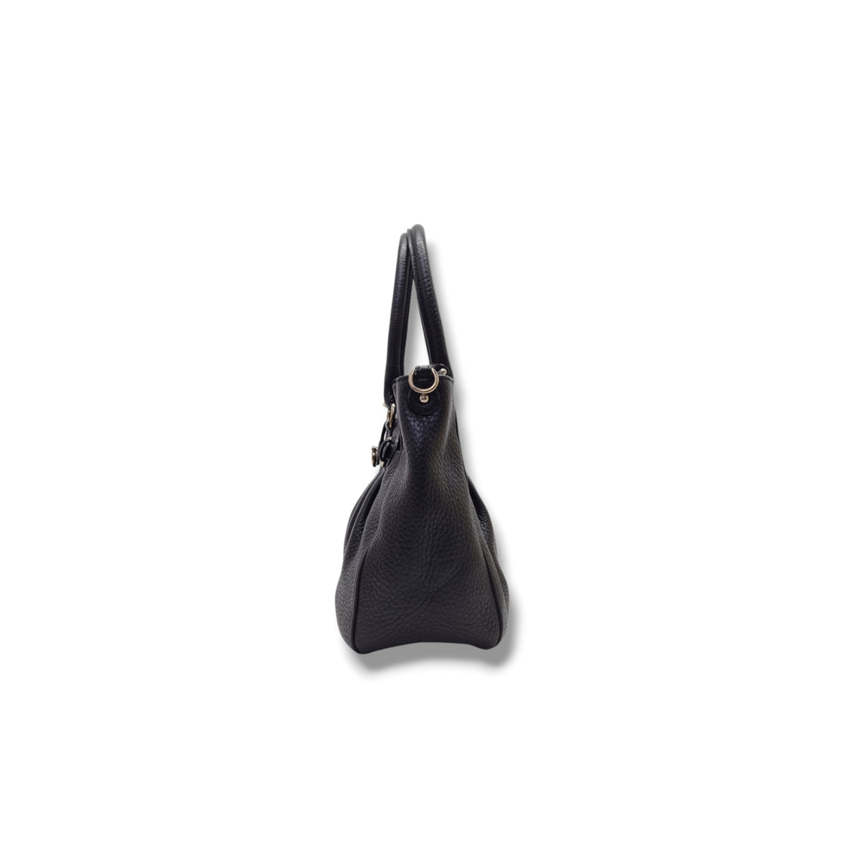 Salvatore Ferragamo Gancini Grained Calfskin Leather Tote Ghw (Black)