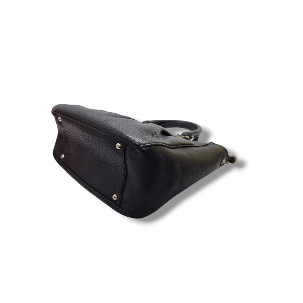 Salvatore Ferragamo Gancini Grained Calfskin Leather Tote Ghw (Black)