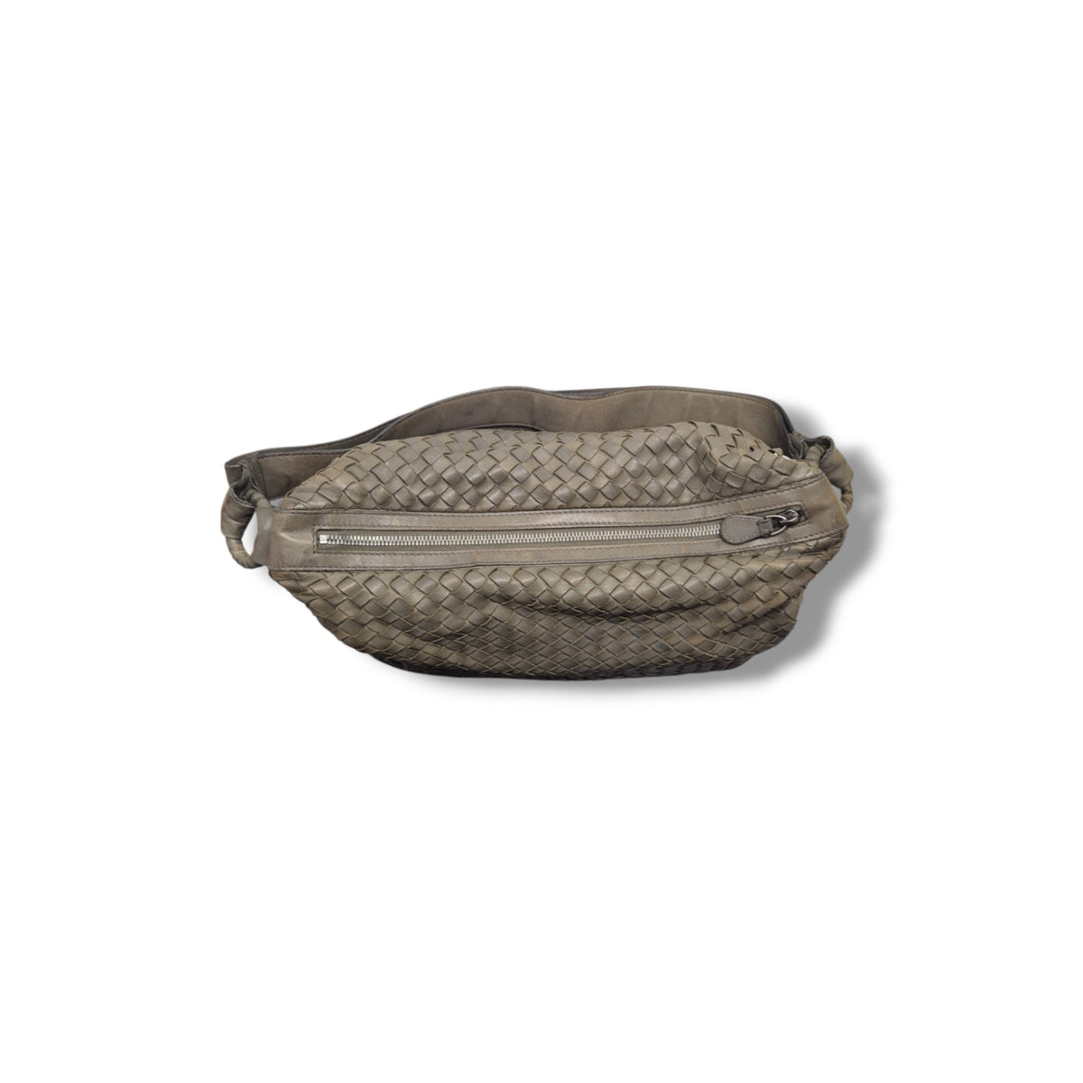 Bottega Veneta Intrecciato Leather Hobo Shoulder Bag (Olive)