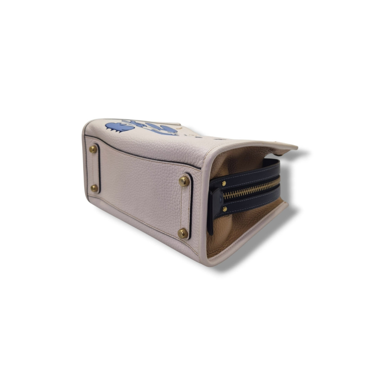Coach X Disney Rogue 25 Mickey Mouse Pebbled Leather Tote Bag Ghw (White/Blue/Brown)