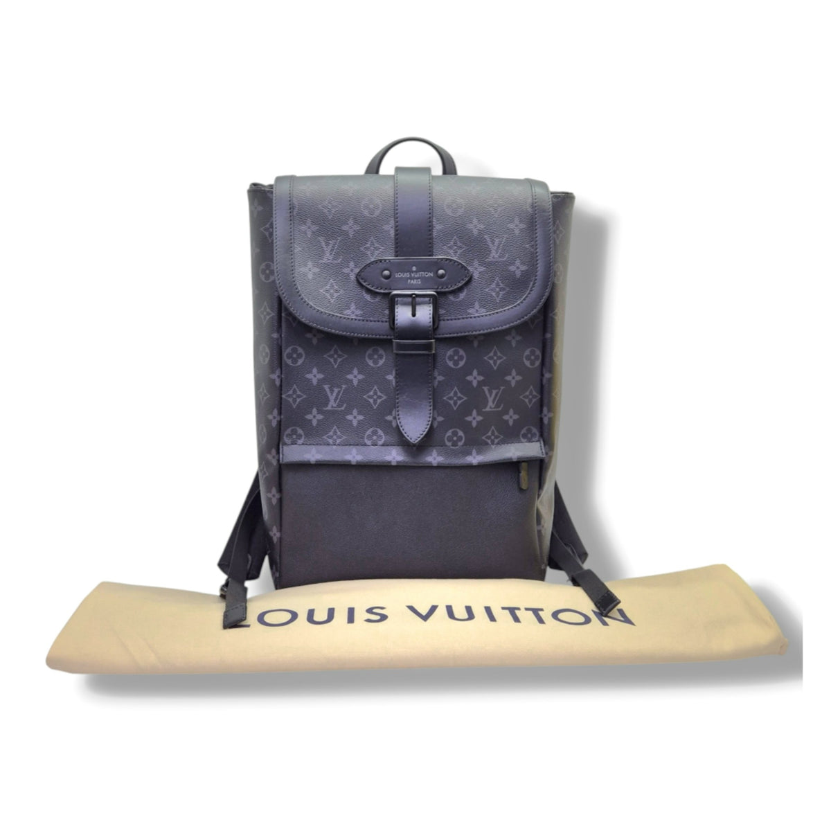 Louis Vuitton Saumur Backpack Monogram Eclipse Matte Black Hw