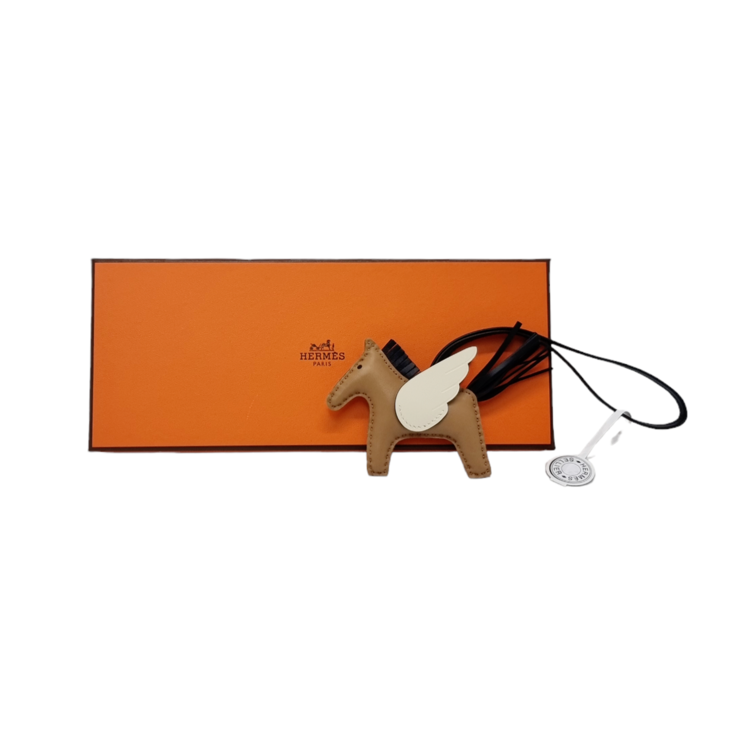 Hermes Rodeo Pegase PM Charm Milo Lambskin & Swift Leather (Brown/Black/White)