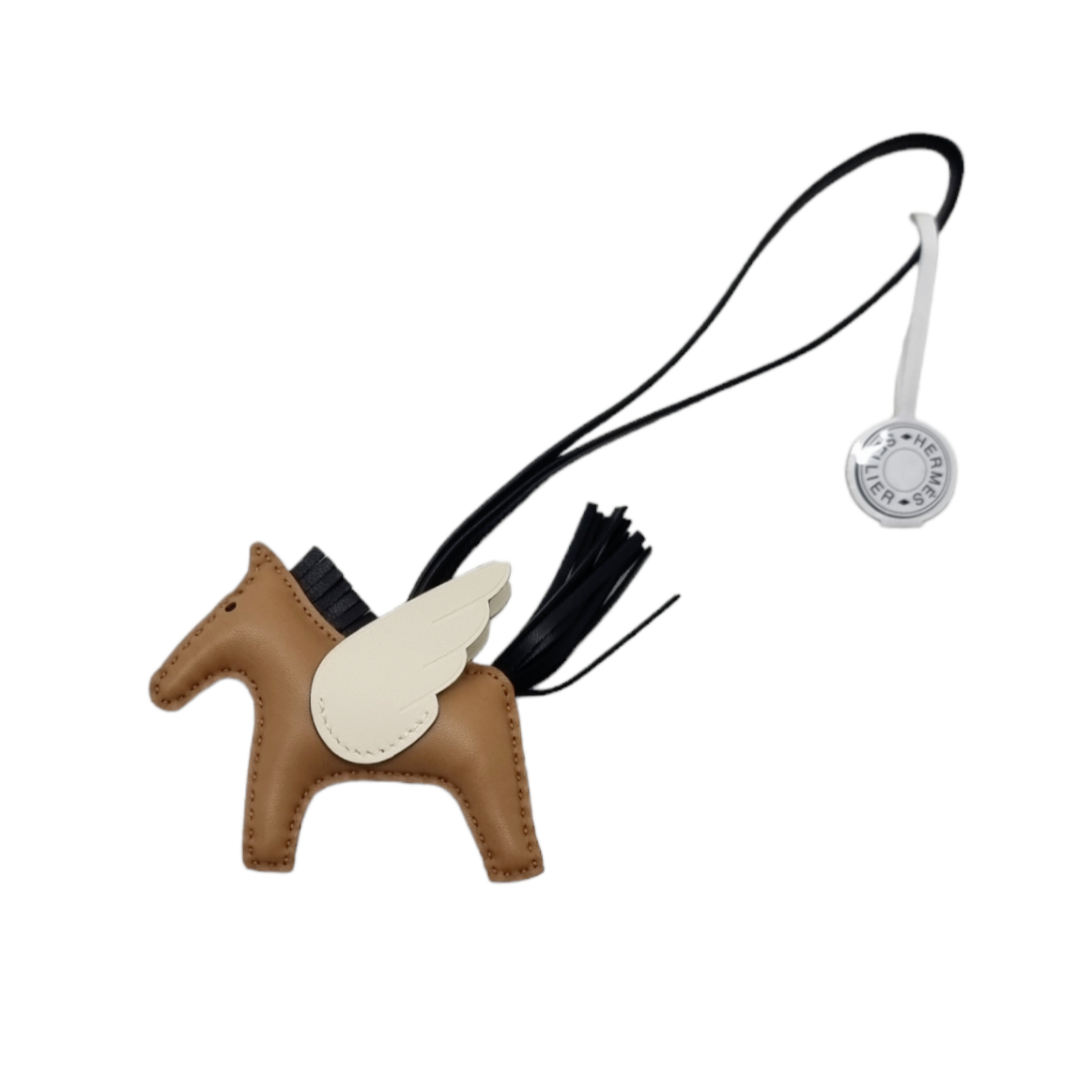 Hermes Rodeo Pegase PM Charm Milo Lambskin & Swift Leather (Brown/Black/White)