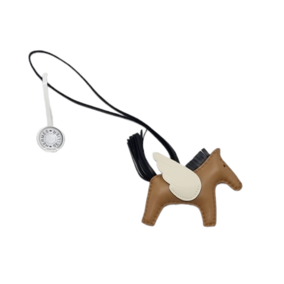 Hermes Rodeo Pegase PM Charm Milo Lambskin & Swift Leather (Brown/Black/White)