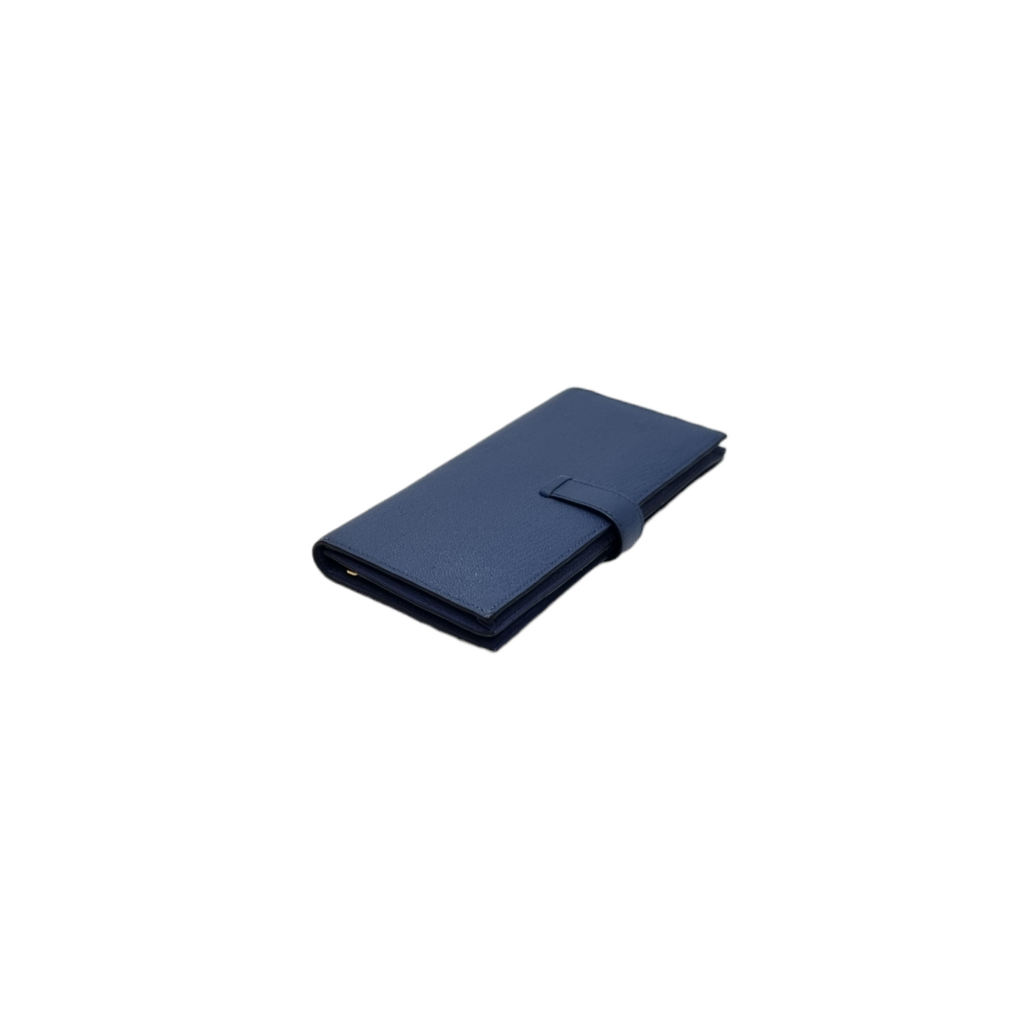 Hermes Bearn Compact Wallet Chevre Leather Ghw (Blue)