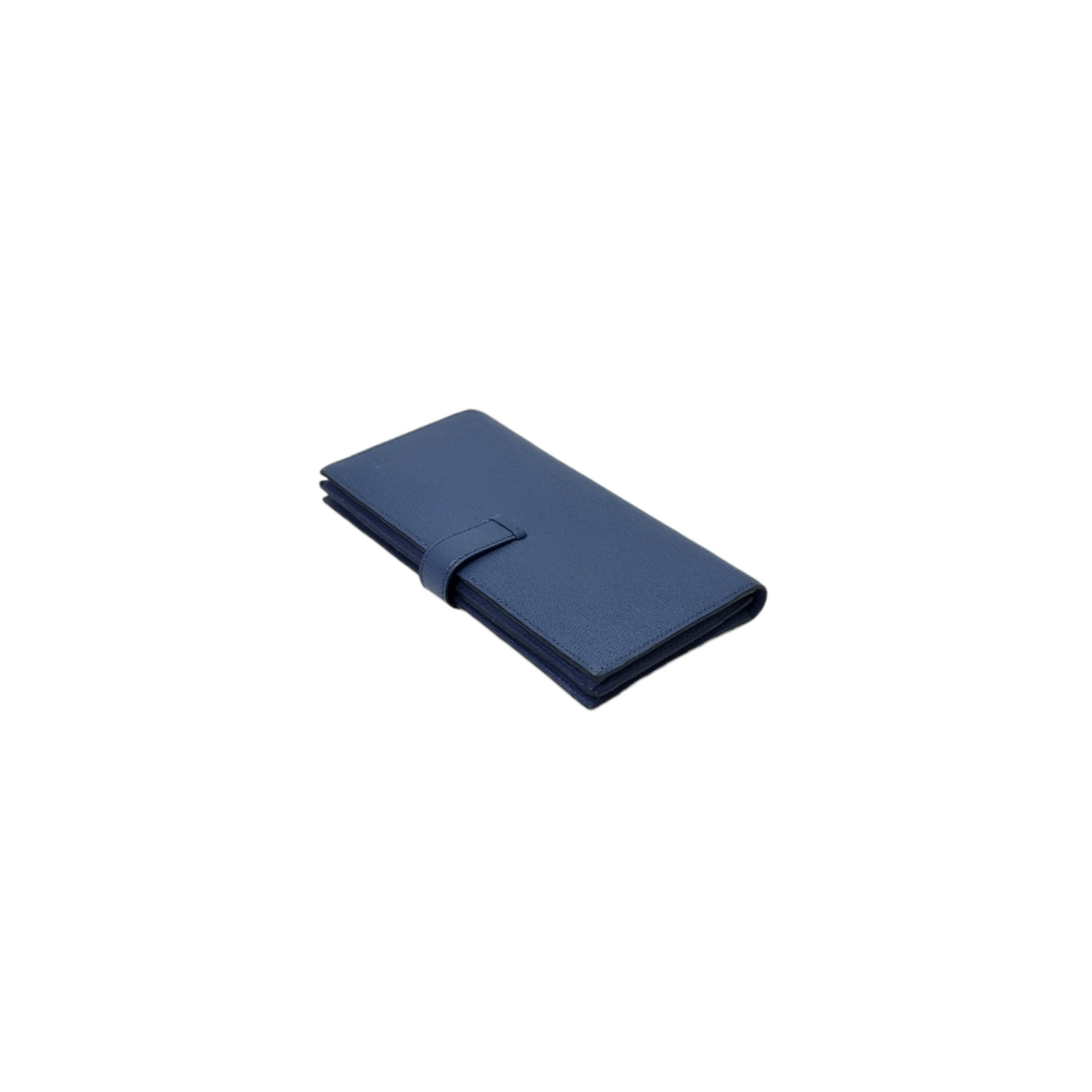 Hermes Bearn Compact Wallet Chevre Leather Ghw (Blue)