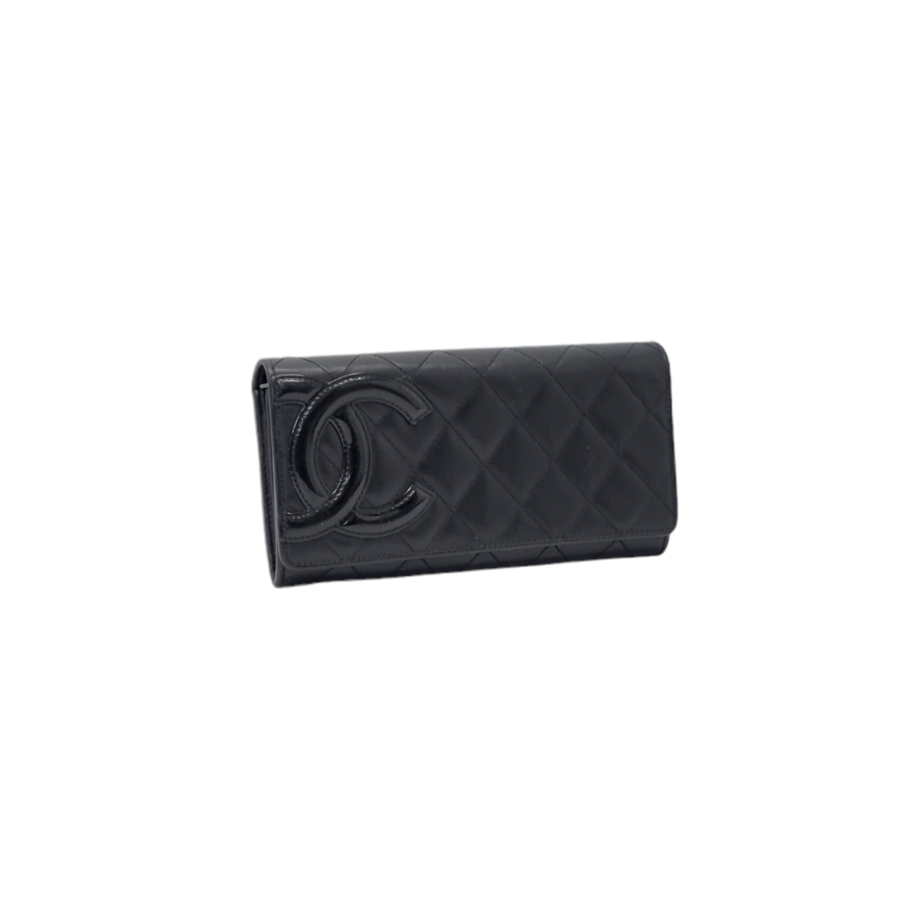 Chanel Cambon Ligne Long Wallet Quilted Lambskin Shw (Black)