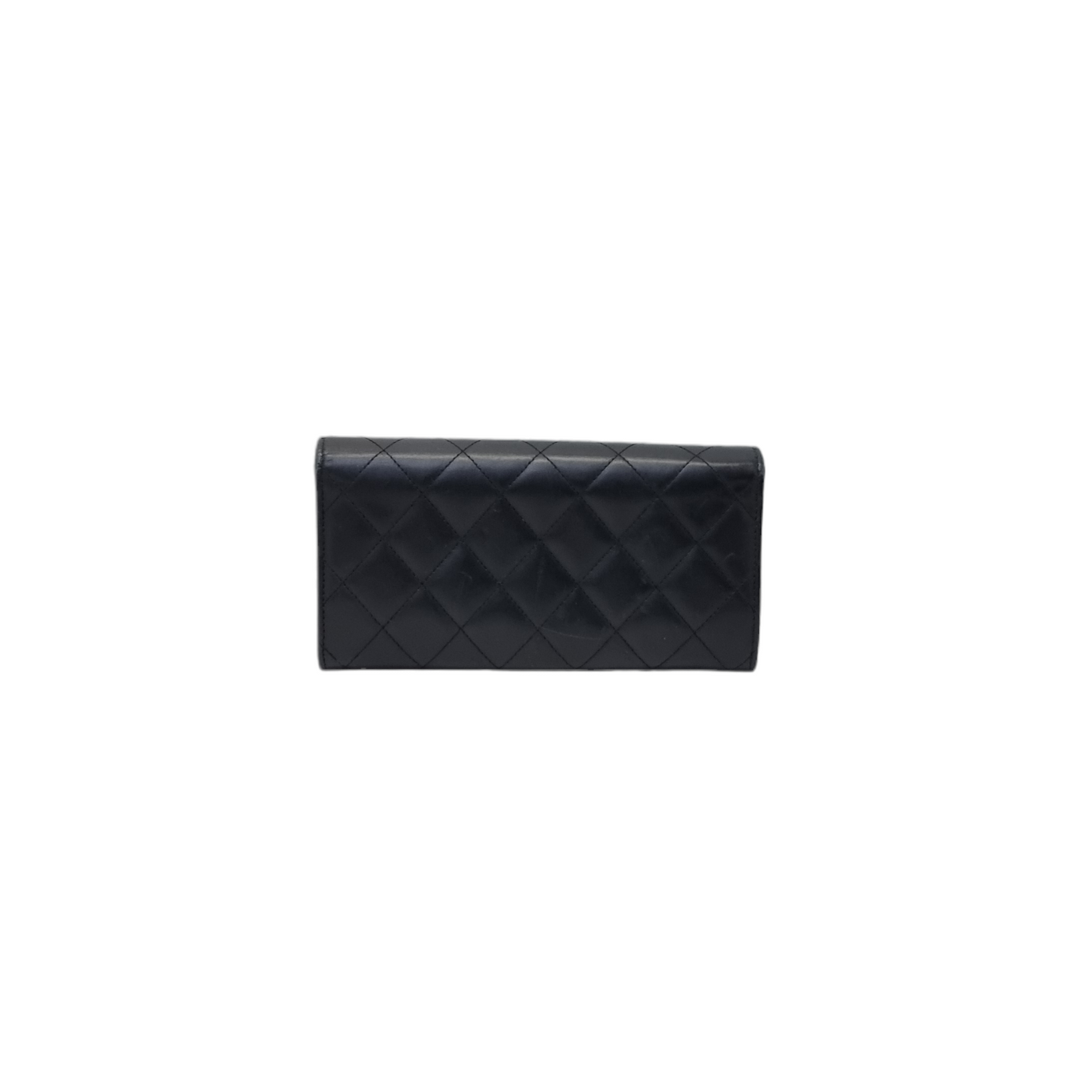 Chanel Cambon Ligne Long Wallet Quilted Lambskin Shw (Black)