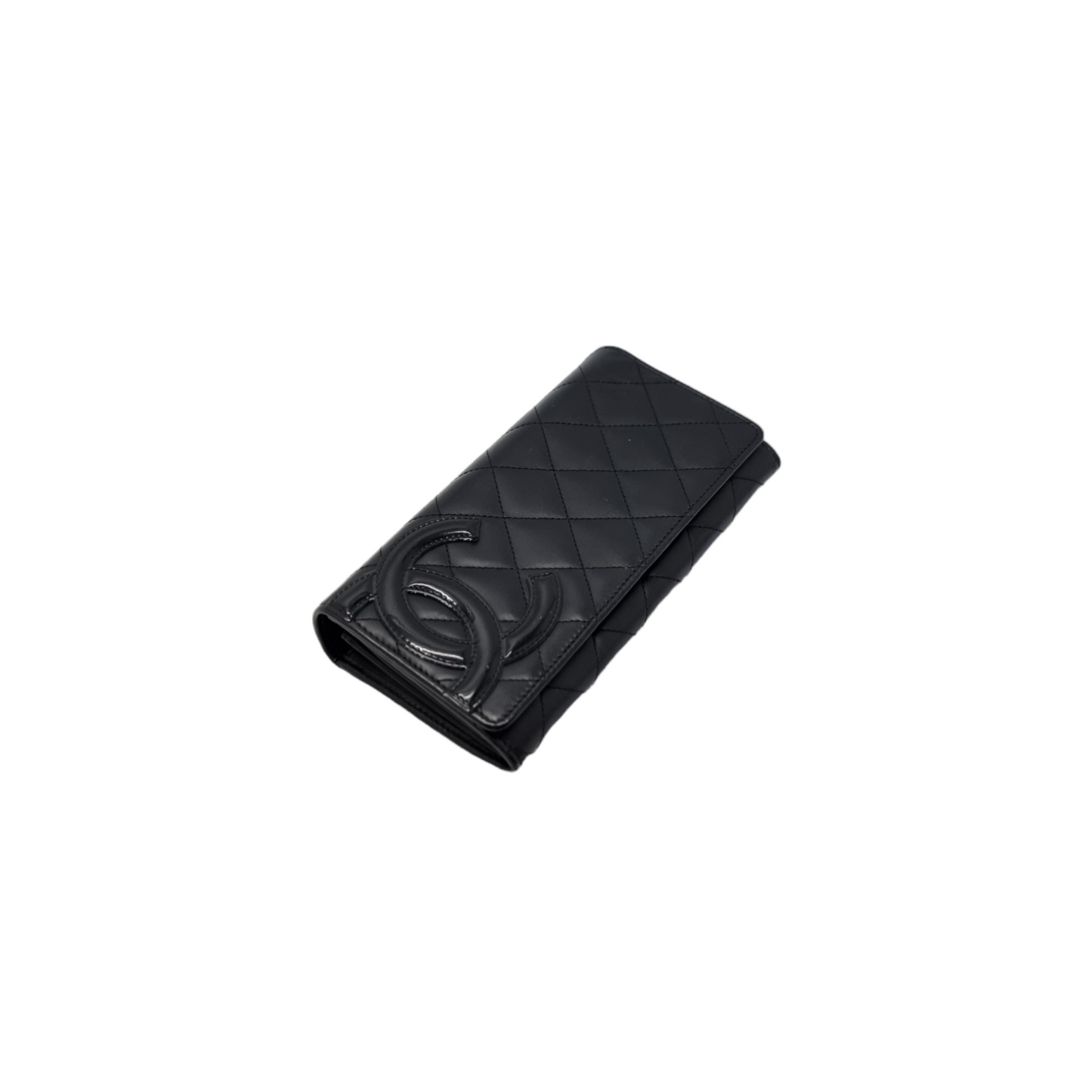 Chanel Cambon Ligne Long Wallet Quilted Lambskin Shw (Black)