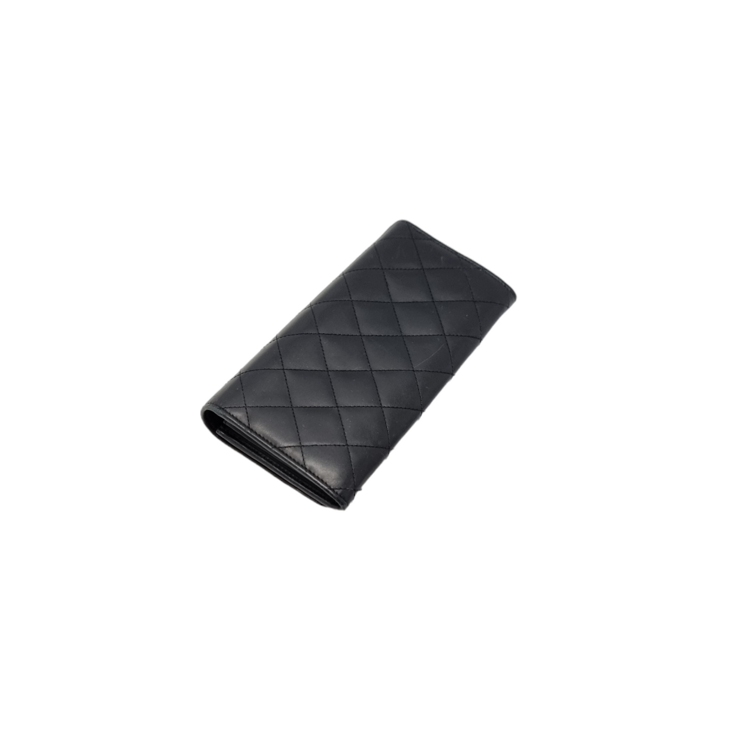 Chanel Cambon Ligne Long Wallet Quilted Lambskin Shw (Black)