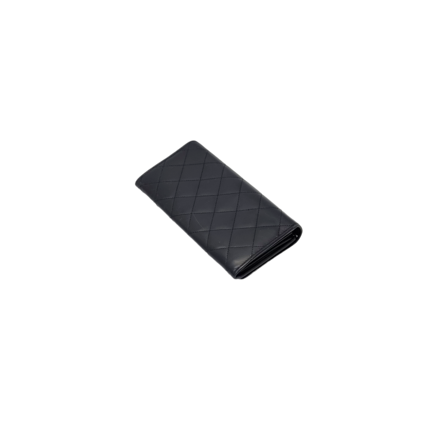 Chanel Cambon Ligne Long Wallet Quilted Lambskin Shw (Black)