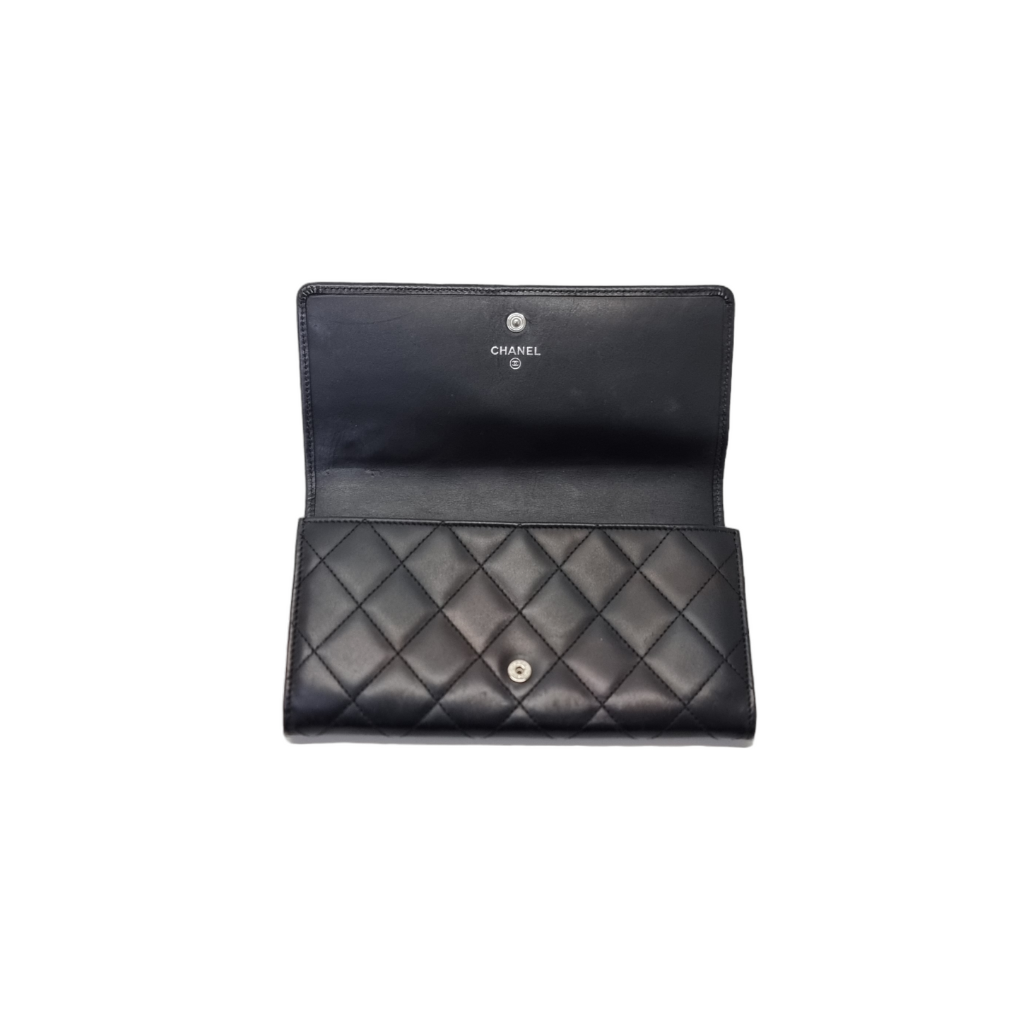 Chanel Cambon Ligne Long Wallet Quilted Lambskin Shw (Black)