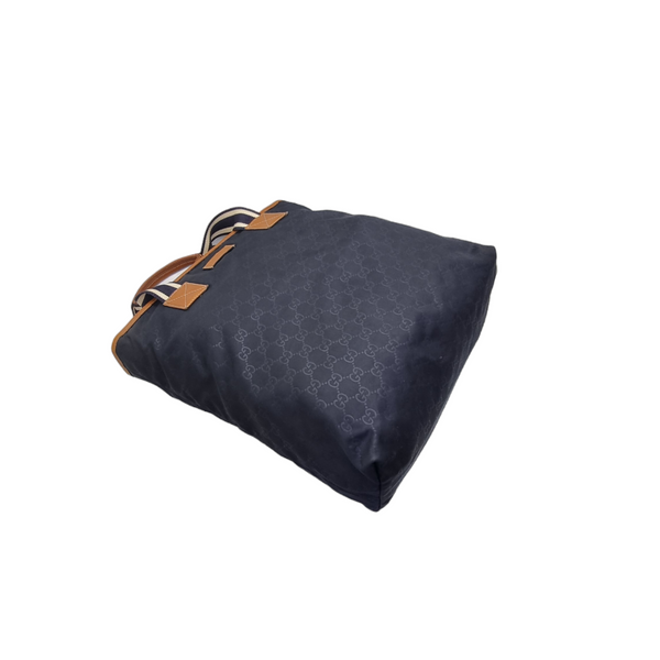 Gucci GG Monogram Nylon Document Bag Light Gold Hw (Dark Blue)