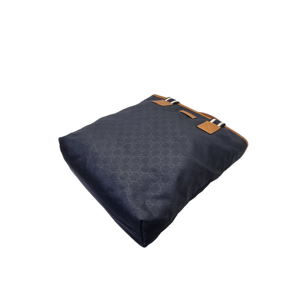 Gucci GG Monogram Nylon Document Bag Light Gold Hw (Dark Blue)