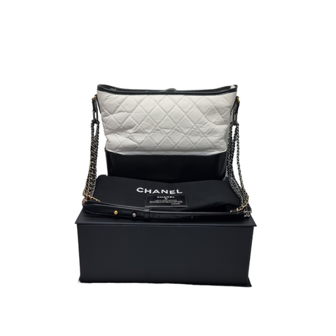 Chanel Gabrielle Medium Calfskin Leather G/S/Rhw (White/Black)