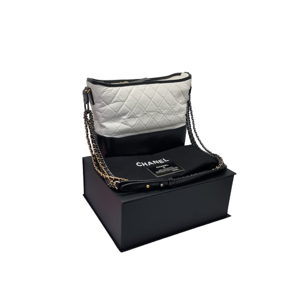 Chanel Gabrielle Medium Calfskin Leather G/S/Rhw (White/Black)