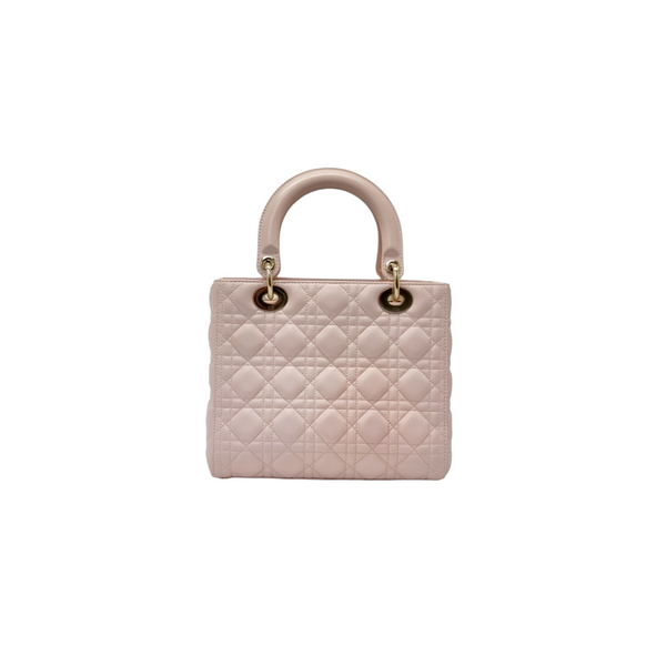 Christian Dior Lady Dior Medium Leather Ghw (Light Pink)