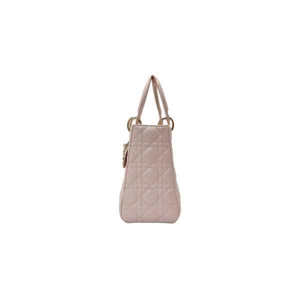 Christian Dior Lady Dior Medium Leather Ghw (Light Pink)